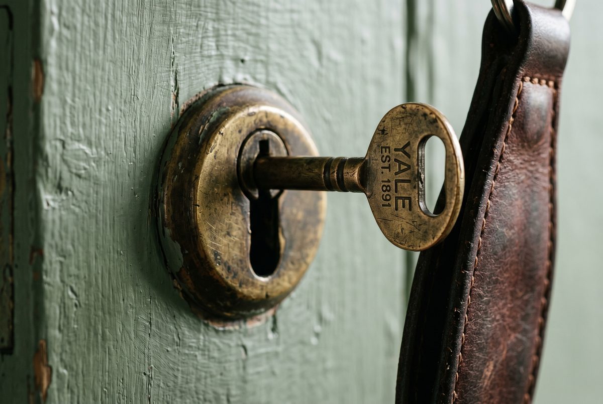 Set of new house keys and completion paperwork on a doormat